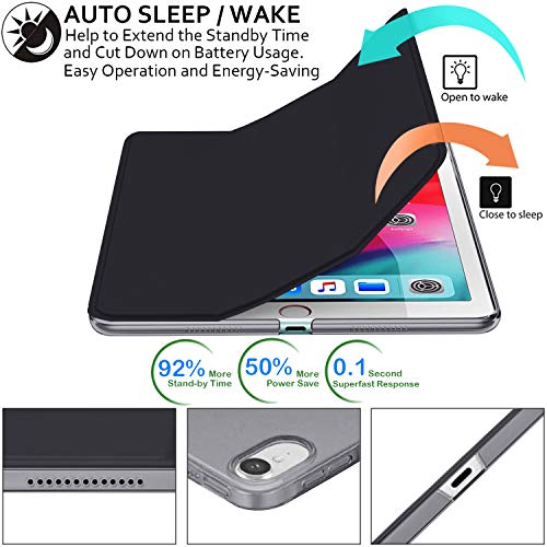 Image of DuraSafe Cases for iPad PRO 11 Inch 2018 1 Gen [ PRO 11 1st ] A1980 A1934 A2013 A1979 MTXN2HN /A MTXP2HN /A MTXR2HN /A MTXQ2HN /A MTXT2HN /A MTXU2HN /AiPad Cover with Translucent Frosted Hard Back - Black