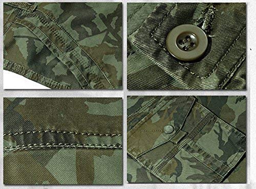 SOUGAO Bermuda cargo masculina casual para trabalho, camuflada, algodão, vários bolsos (sem cinto, V