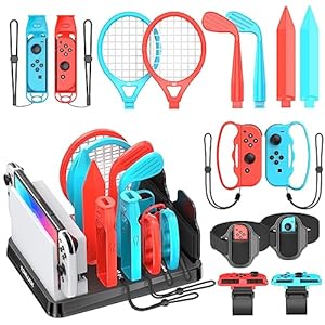 Switch Sports Accessories Bundle with Organizer Station Compatible with Nintendo Switch/ OLED Console & Joy-con, Storage and Organizer for Switch Sports Games, Family Sports Party Pack Accessories Kit
