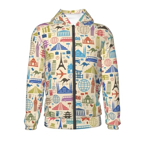 Famous Places Kid Hoodies Boys Zip Up Sweatshirts Girls Pullover with Pocket2