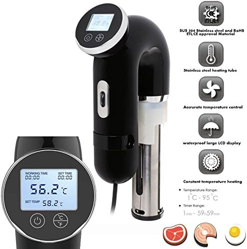 Sous Vide Immersion Circulator,Onlylove Precision Cooker for Perfect Sous Vide Cooking, Stainless Steel Immersion Circulator transforms your Instant Pot or any container into a Sous Vide Cooker Black [Energy Class A+]