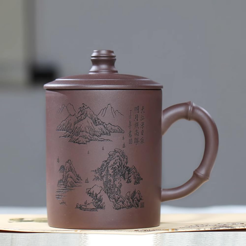 Tasse à thé Kung Fu chinoiseTasse à thé en Argile for Les Femmes Tea Party Fournitures de thé de l'après-midi Tasse à thé 400 ML Lettrage Domestique Tasse de Sable Violet Tasse à thé Pure fabriquée à