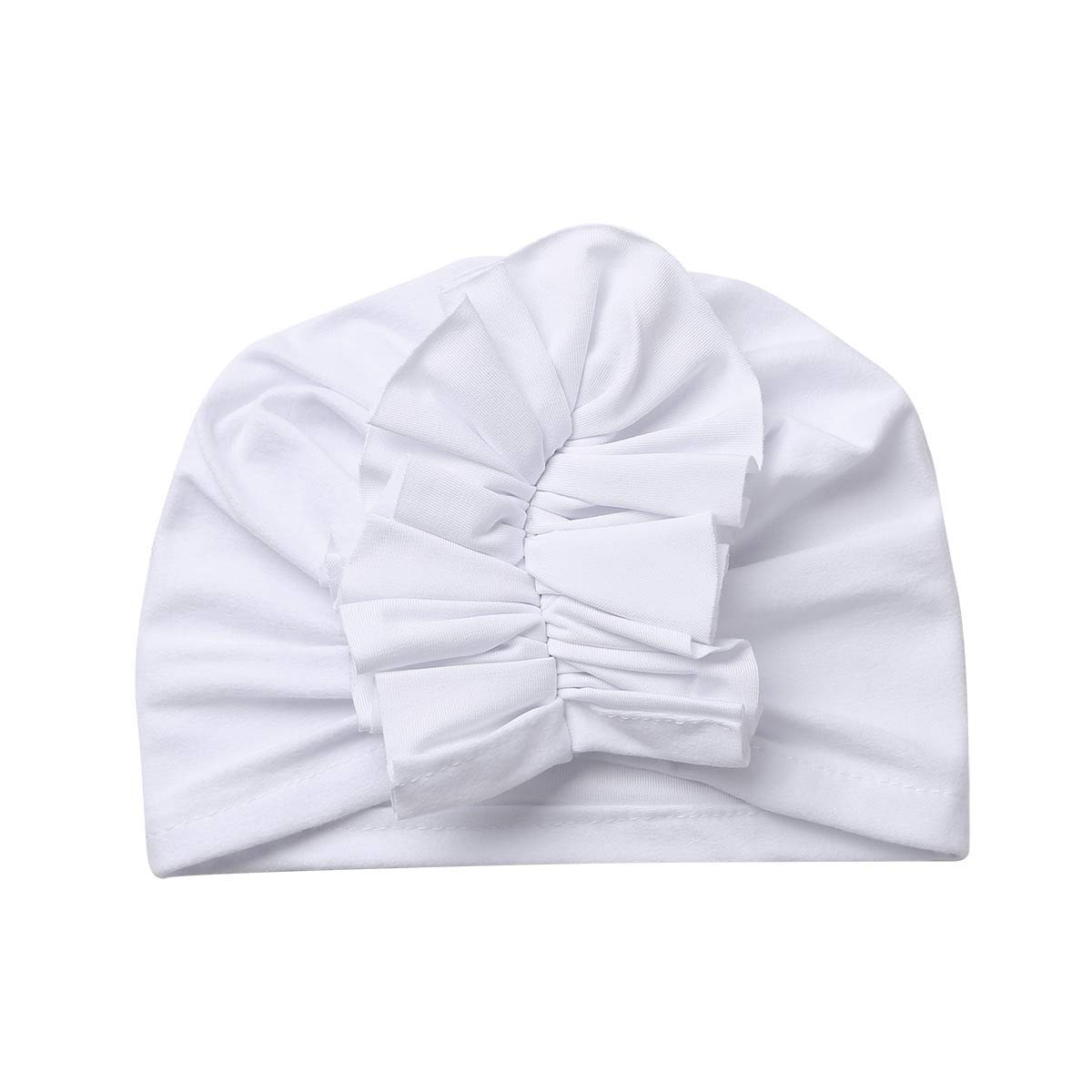Säuglingsbaby Beanie Knoten Donut Hut Neugeborene Jungen Mädchen Baumwolle Weiche Turban Bogen Kaninchenohren Mütze Krankenhaus Kopf Wrap (Color : I Ruffles, Size : One Size)