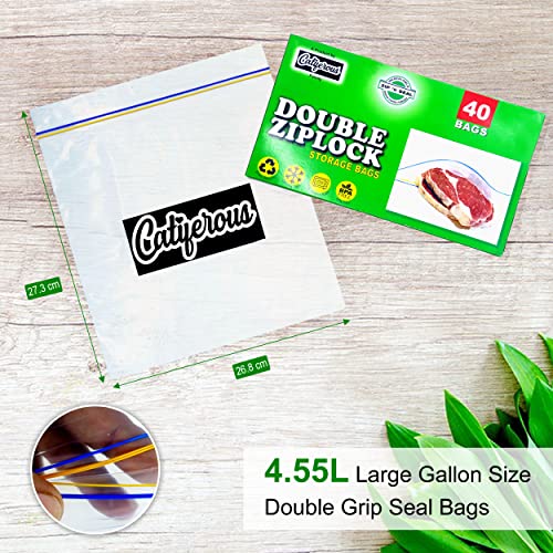 Catiferous 40 Pcs Zip Lock Bags Large Reusable Freezer Bags, 1-Gallon (4.55L) Ziplock Bags Food, Leakproof BPA Free Large Food Bags Zip Seal, Airtight Heavy Duty Plastic Ziplock Bags Food Catiferous 40 Pcs Zip Lock Bags Large Reusable Freezer Bags, 1-Gallon (4.55L) Ziplock Bags Food, Leakproof BPA Free Large Food Bags Zip Seal, Airtight Heavy Duty Plastic Ziplock Bags Food