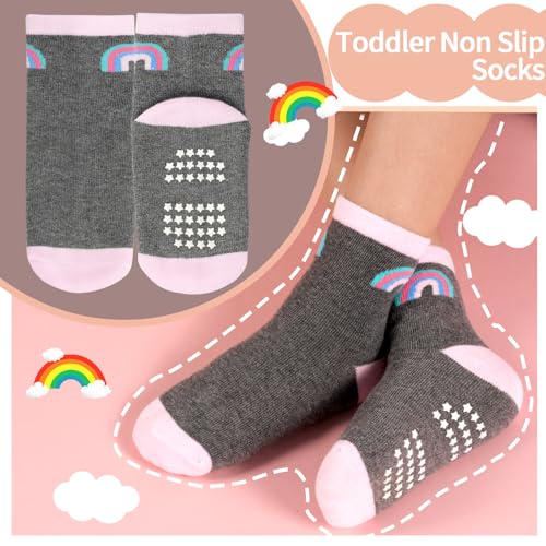 Toddler Non Slip Socks 15 Pairs, Kids Grip Socks for Girls Boys 0-7 Years Soft Cartoon Grippy Baby Sock with Gripper2