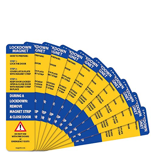 Authentic Crazy Deals 50 Pack - Lockdown Magnetic Strips for School Lockdowns - New and Improved! Durable 30mil Magnetic Strip (Blue)