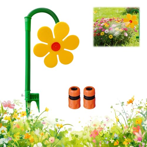 Crazy Daisies Sprayer 360Fun Flower Sprinkler for with 2 Adapters Suitable for Lawn & Garden Yard Gardens & Pet Splash(Yellow)