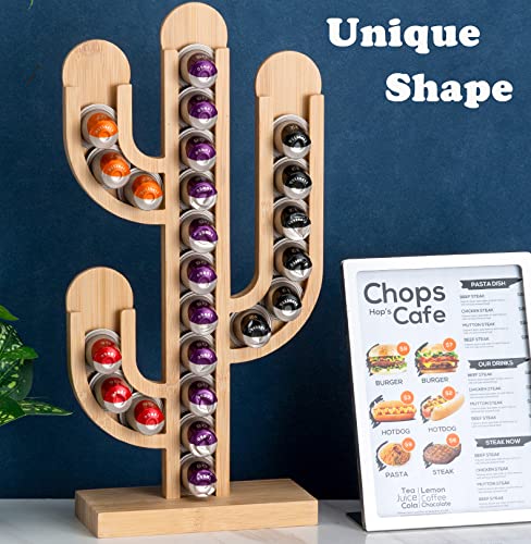 Nynelly Coffee Pod Holder, Coffee Pod Storage Organizer Stand Compatible With Original Line Capsules, Bamboo Coffee Capsule Holder Rack Hold 23 Coffee Capsules For Kitchen, Office, Coffee Bar #TOP6