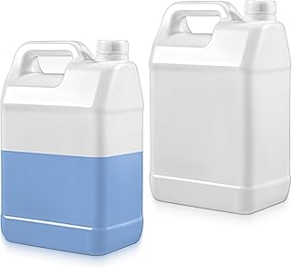 1 Gallon Water Jug, 2 Pack Translucent HDPE Water Storage Containers with Leakproof Lids and Ergonomic Handle, Plastic Liquid Carriers for Home, Kitchen, Automotive, Fluids Sauces, Beverage, Soaps