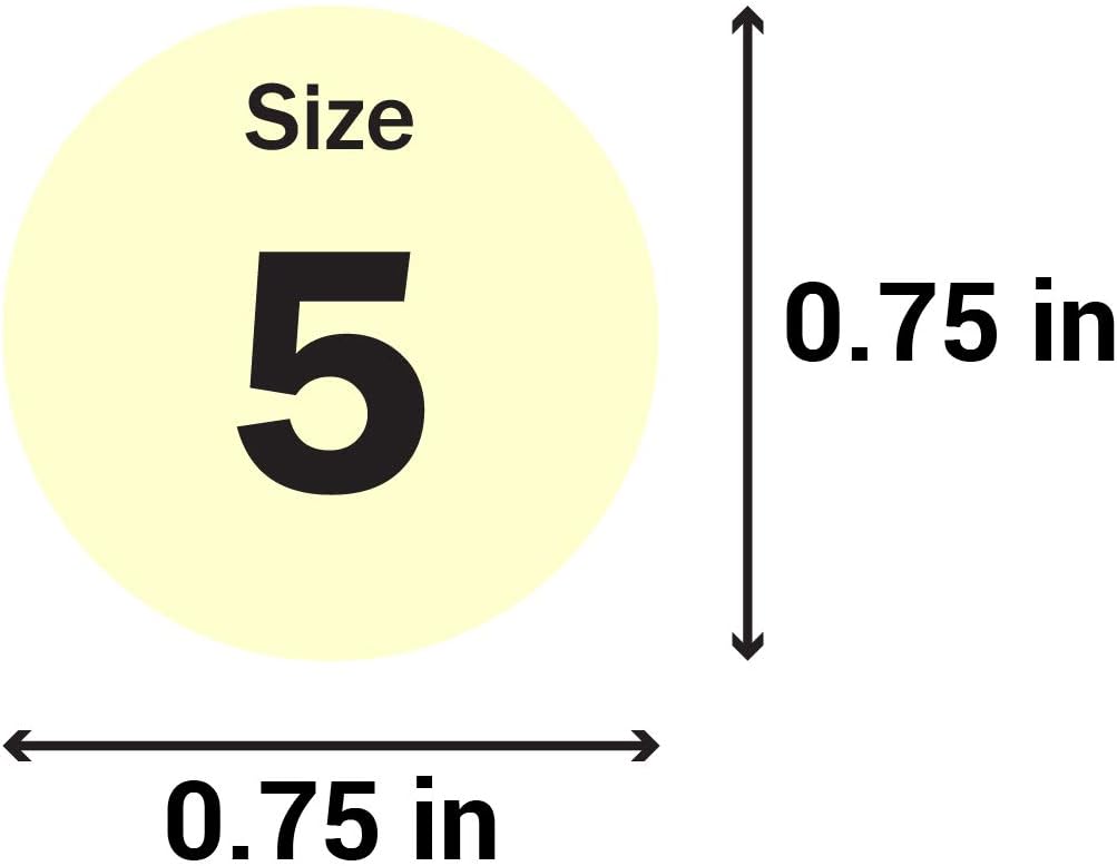 OfficeSmartLabels Shoe Size Stickers (5 to 13, Including Half-Sizes) for Retail Shoe - 0.75 Inch Multi Colors Round Dot Clothing Sticker - Strong Adhesive, 300 Labels/Measurement