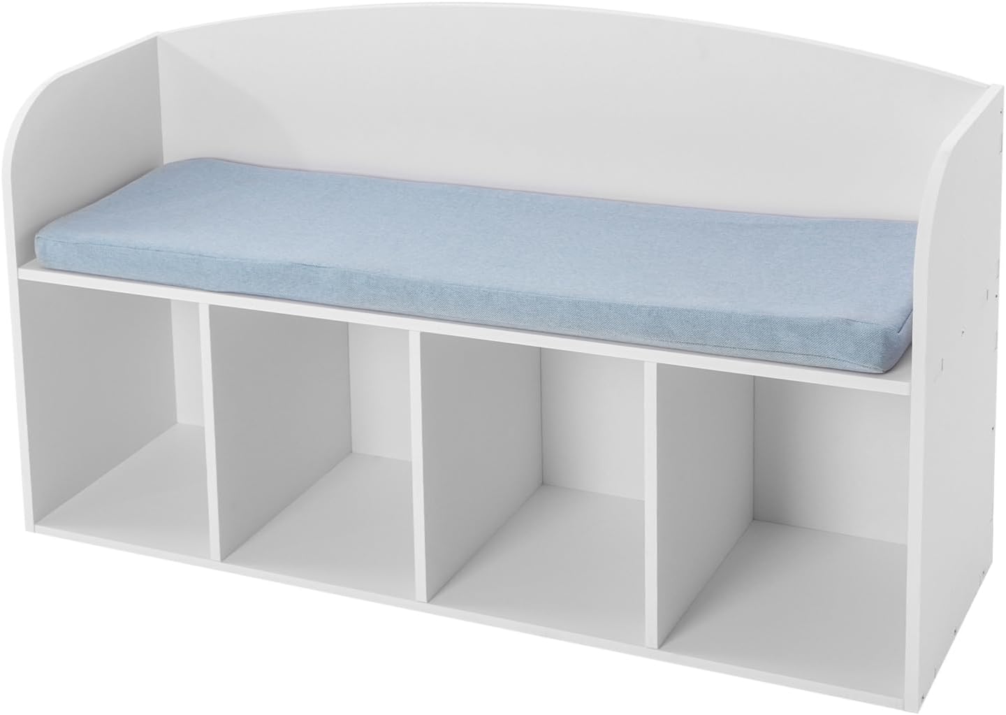 Kids Bookshelf with Reading Nook, Book Display Case with Soft Cushion, Up to 220.46lbs, Storage Bench with Book Rack, for Living Room Bedroom Decor Books, White