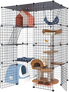 Eiiel Large Cat Cage Indoor DIY Cat Playpen Detachable Metal Wire Kennels Crate 2x3x4 Large Exercise Place Ideal for 1-3 Cat…