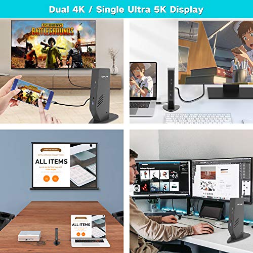 WAVLINK USB-C/USB 3.0 5K Universal Laptop Docking Station with Dual 4K Display for Specific Windows Mac OS (2 HDMI & 2 DP - Image 4