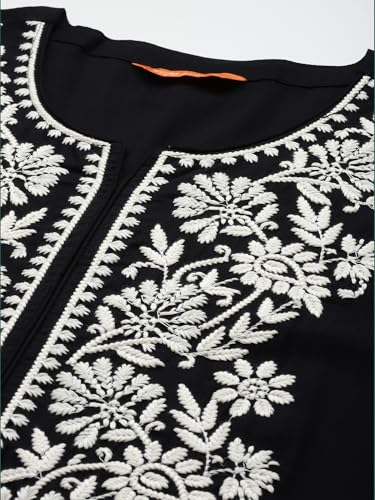 Image of INDO ERA Womens Straight Embroidered Chikankari Kurta