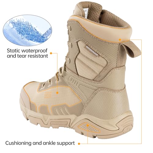 Image of FREE SOLDIER Men's Military Tactical Boots Waterproof Hiking Work Boots Durable Combat Boots