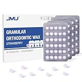 JMU Orthodontic Wax for Braces Relief, 120 Dental Wax Dots with Strong Adhesion & Hygienic Individual Wraps, Safe for Brackets and Wires, Strawberry