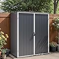 Patiowell 5 x 3 FT Plastic Outdoor Storage Shed, Resin Waterproof Cabinet with Stable Roof and Lockable Doors for Patio Furniture, Pool Accessories and Tools, Dark Grey