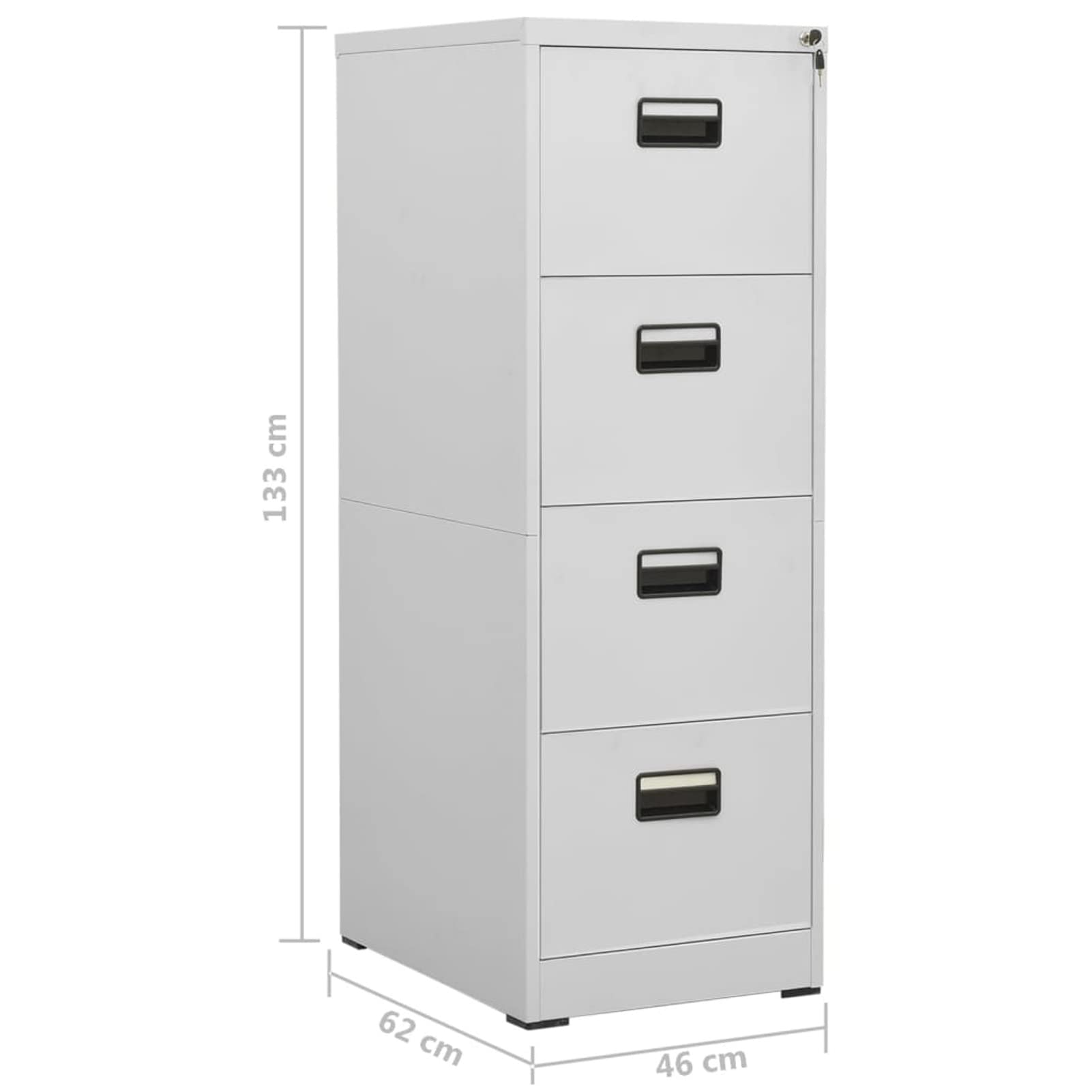 Gecheer Armario de Oficina Moderno con 4 Cajones y Estante Mueble Archivador de Acero Gris Claro 46x62x133 cm