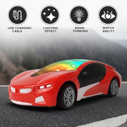 Image of NHR Rechargeable Remote Control Car for Kids and Children, 3D Lights Famous RC High Speed Racing Car, Rechargeable Battery Toy for Boys & Girls Age 3+ (Red)