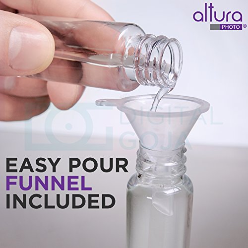 (10 Pack) Empty 20ml (0.66oz.) Clear Plastic Mist Spray bottle + 2 Pipette Droppers and 2 Funnels + MagicFiber Microfiber Cleaning Cloth