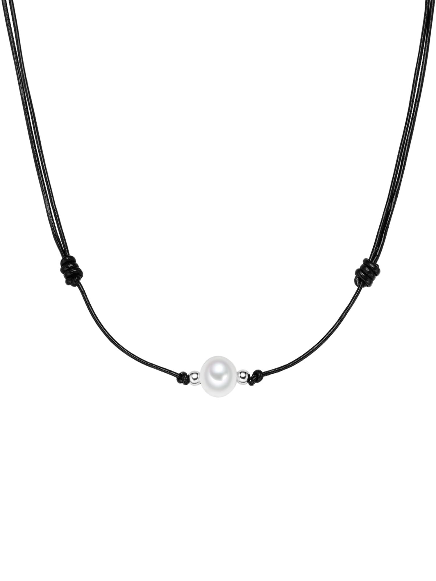 Valero Pearls Catena da Donna in Argento Sterling 925 con rodio con Perle coltivate d'acqua dolce blu pavone 60020058 : Valero Pearls