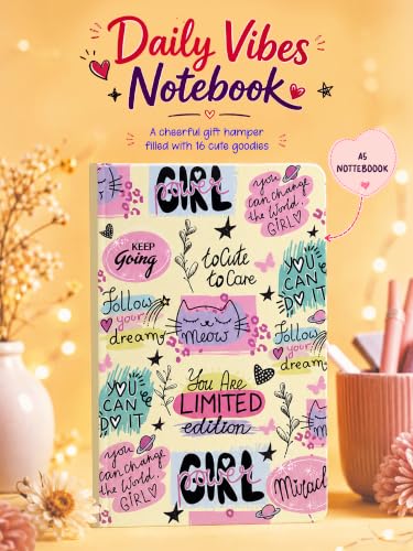 Image of Doodle Magic Moments Gift Hamper for Girls | 16 Cute Goodies with Notebook, Tote Bag, Floral Desk Stand, Stickers, Photo Frame, Scented Candle, Magnets, Key Ring, Pen, Thoughtful Card, Notecards & Chit Pad | Ready-to-Gift Birthday Hamper