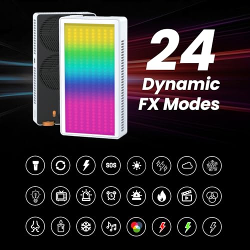 Image of HIFFIN PL-50W Portable RGB Video Light | 50W Power | 2500K-9000K Adjustable Color | 7000mAh Battery | 24 FX Modes | 6600lux Brightness | CRI 95+ | Type-C Charging | Perfect for Photography & Video