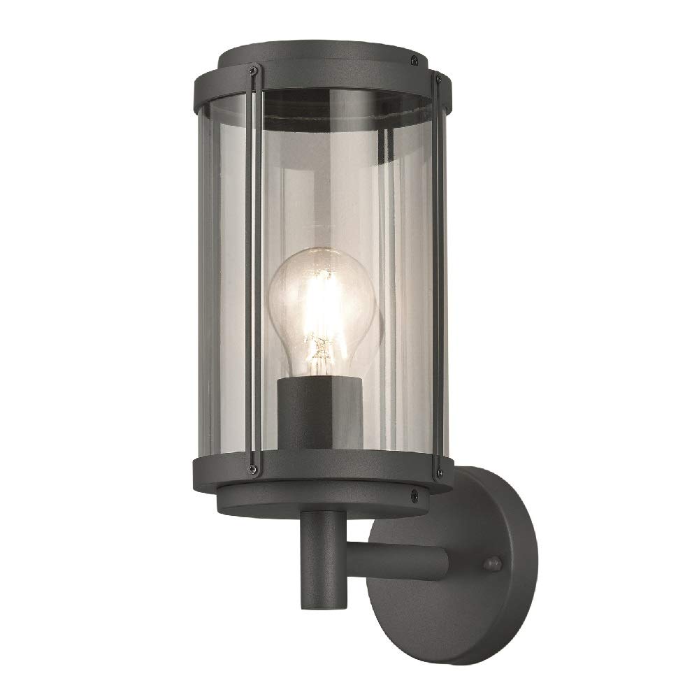 Britalia Anthracite Grey Outdoor Vintage Cylindrical Up Lantern Wall Light | 1 X E27 Lamp Bulb Required (Not Included) | Ip44 Exterior Rated | Garden & Patio