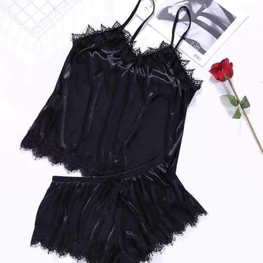 Pigiama Donna In Raso Morbido Con Cami E Pantaloncini - Set Lingerie Seta Estate