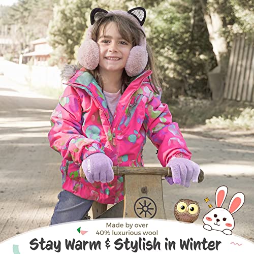 Image of Rahhint Kids Winter Gloves for Boys Girls Children Toddler Thermal Wool Knit Gloves with Insulated Fleece Lining Keep Hand Warm Gift