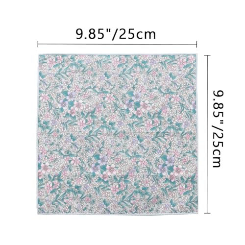 Image of Floral Pocket Squares for Men with Holder Printed Flower Mens Handkerchief Cotton Suit Pocket Hanky for Wedding