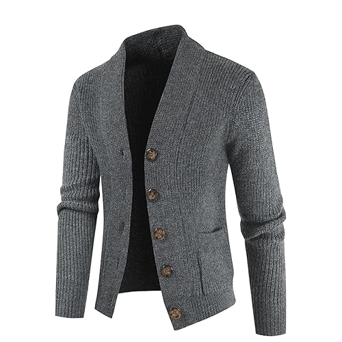Mens Cardigan Sweaters Long Sleeve V-Neck Cardigans Button-up Cable Knitted Sweater Fall Winter Warm Knitwear2