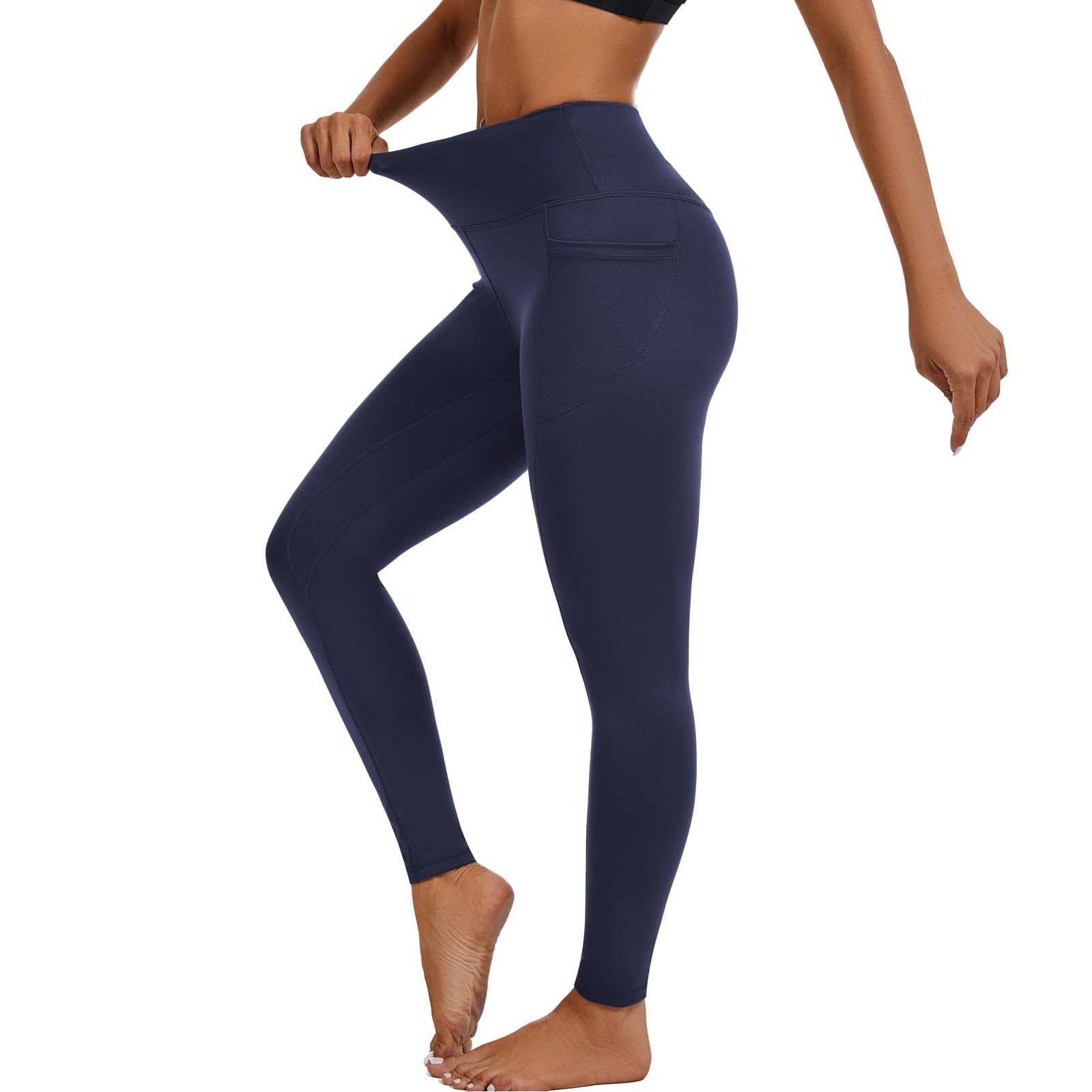 AMYTIS Sport Leggings Damen High Waist Yogahose mit Taschen Lang Sporthose Blickdicht Leggins Fitness Sportleggins - 4