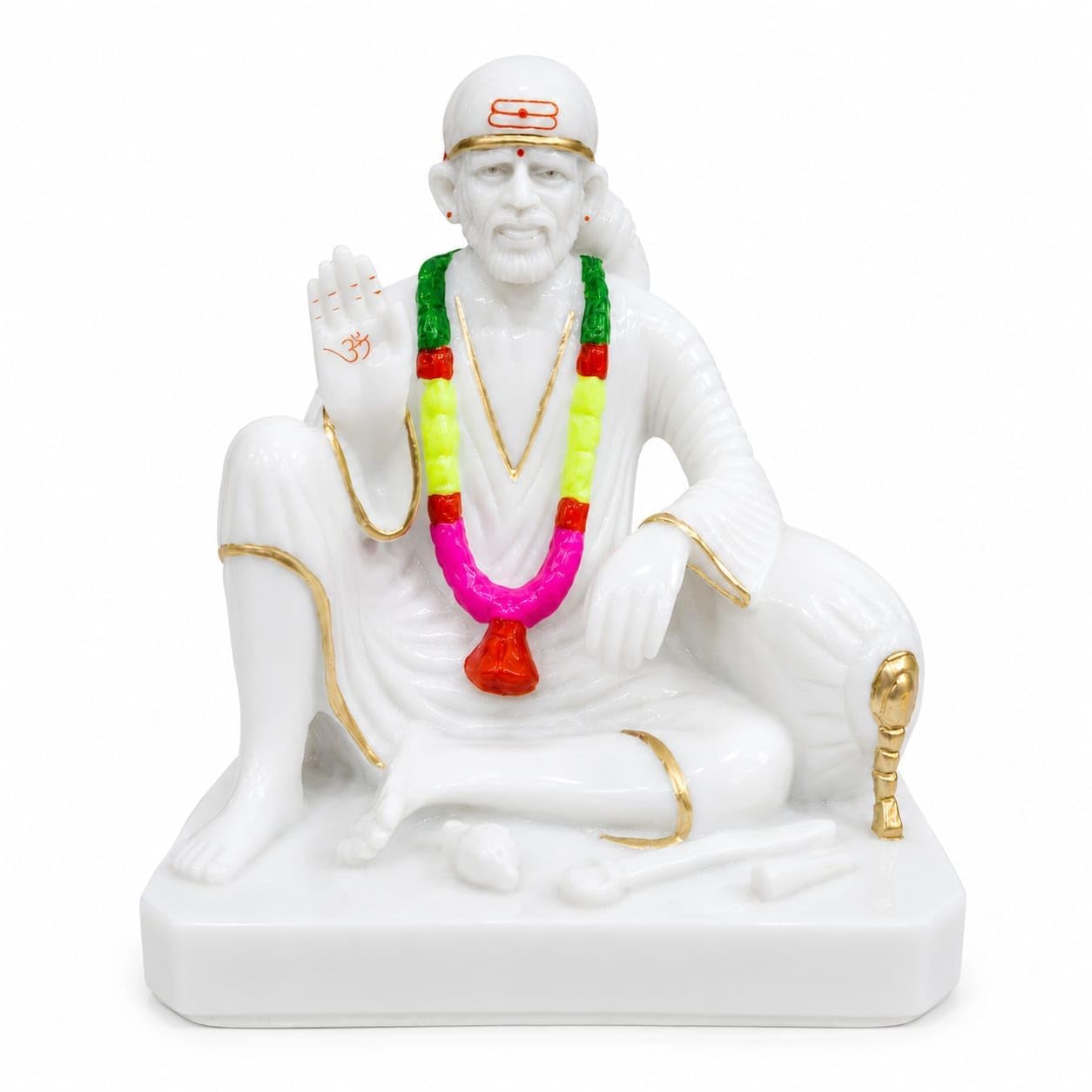 Sai Baba Idol for Home Mandir, White Marble Murti for Puja, Temple Decor & Spiritual Gifting (6 Inches Saibaba Idol)-image-16