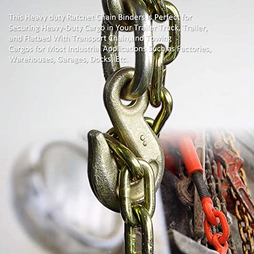 Image of 5 /16 inch-3 /8 inch Ratchet Chain Binder,Drop Forged Ratchet Type Load Binders with 5,400Lbs,with Grappling Hook,Use with 5 /16 inch.G70 or 3 /8in.G43 Chain,Tie Down Heavy Loads to a Truck or Flatbed Trailer