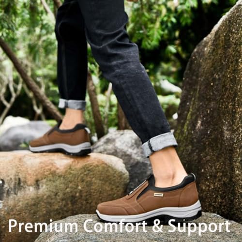 Ideacloth Orthopedic Shoes for Men, Men's Comfortable Waterproof Orthopedic Walking Hiking Shoes,Slip-On Outdoor Sneakers 7