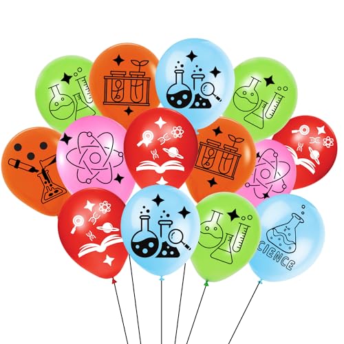 Image of HK balloons 30Pcs Science Lab Printed Balloons Decoration Item Science Themed Balloons for Scientist Science Holiday Laboratory Decorations Multicolor Balloons Rubber