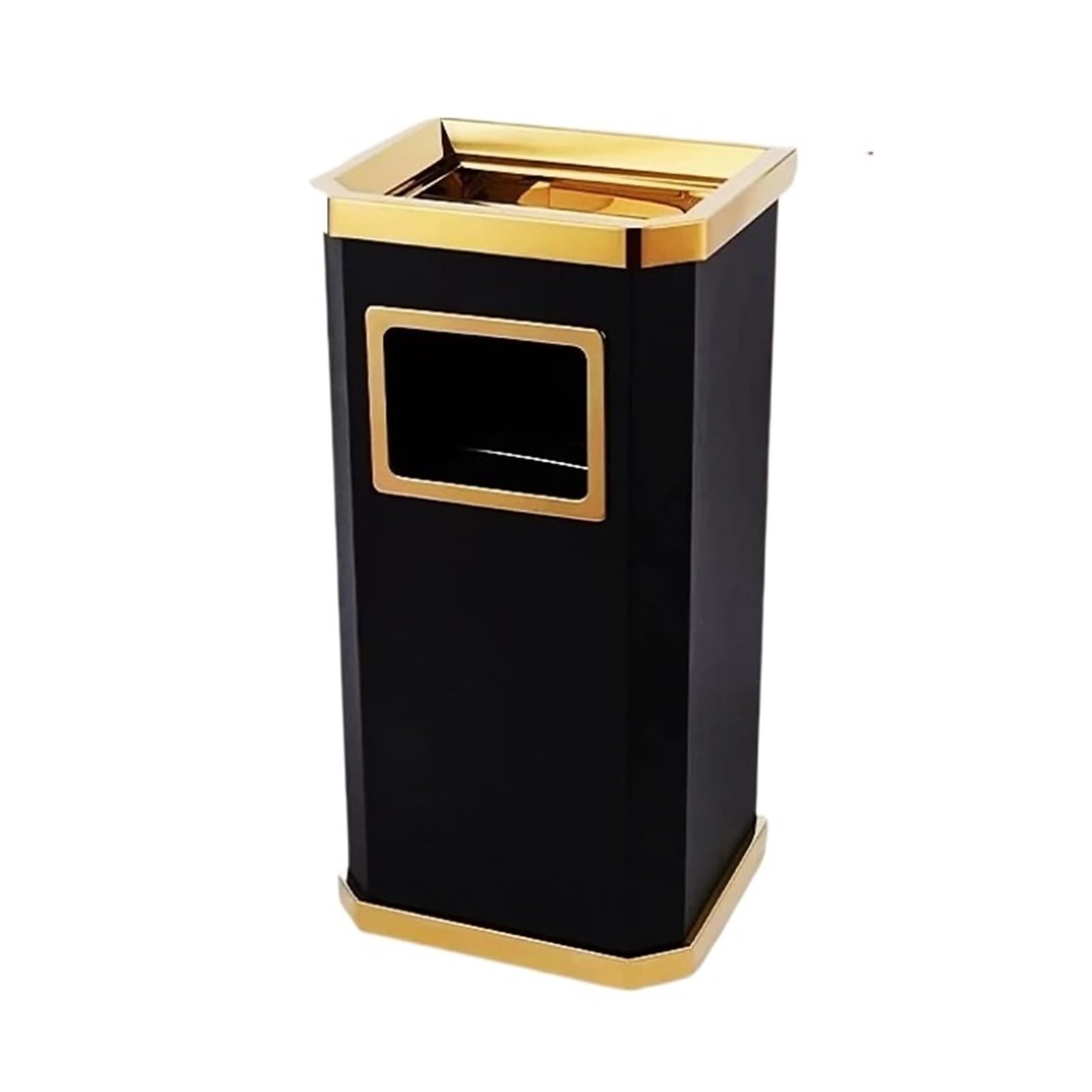 ZYYANSHOP Trash Cans Square Waste Bin with Ashtray Removal Lid Standing Cigarette Outdoor Indoor Rubbish Wastebasket Garbage(Gold)