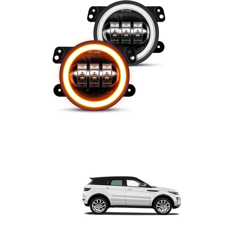 4 inch LED fog lights with DRL and Amber Turn Signal Fog Light Round White Light LED Fog Light Assembly Fog Lamp Compatible with All Cars Comfortable For Mar-uti Suz-uki Al-to 800-image-29