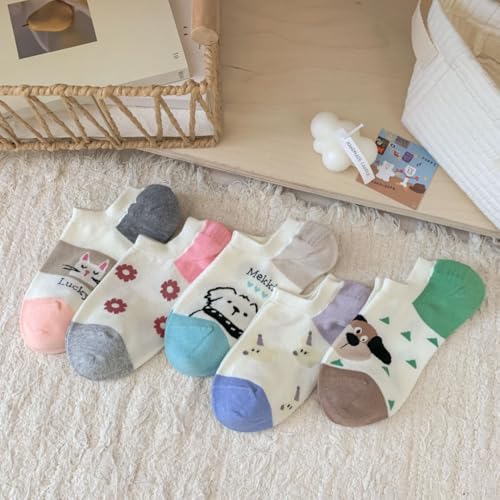 Image of Violet Mist Women No Show Socks Animal Patterned Low Cut Liner Socks Girls | Non Slip Invisible Socks, Novelty Funny Pattern Footies Flat Boat Socks Casual, Summer
