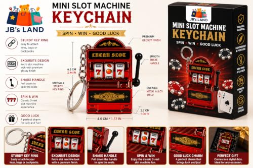 Image of Mini Slot Machine Keychain with Spinning Reels Lucky Game Toy Red Gift | Lucky 777 Design
