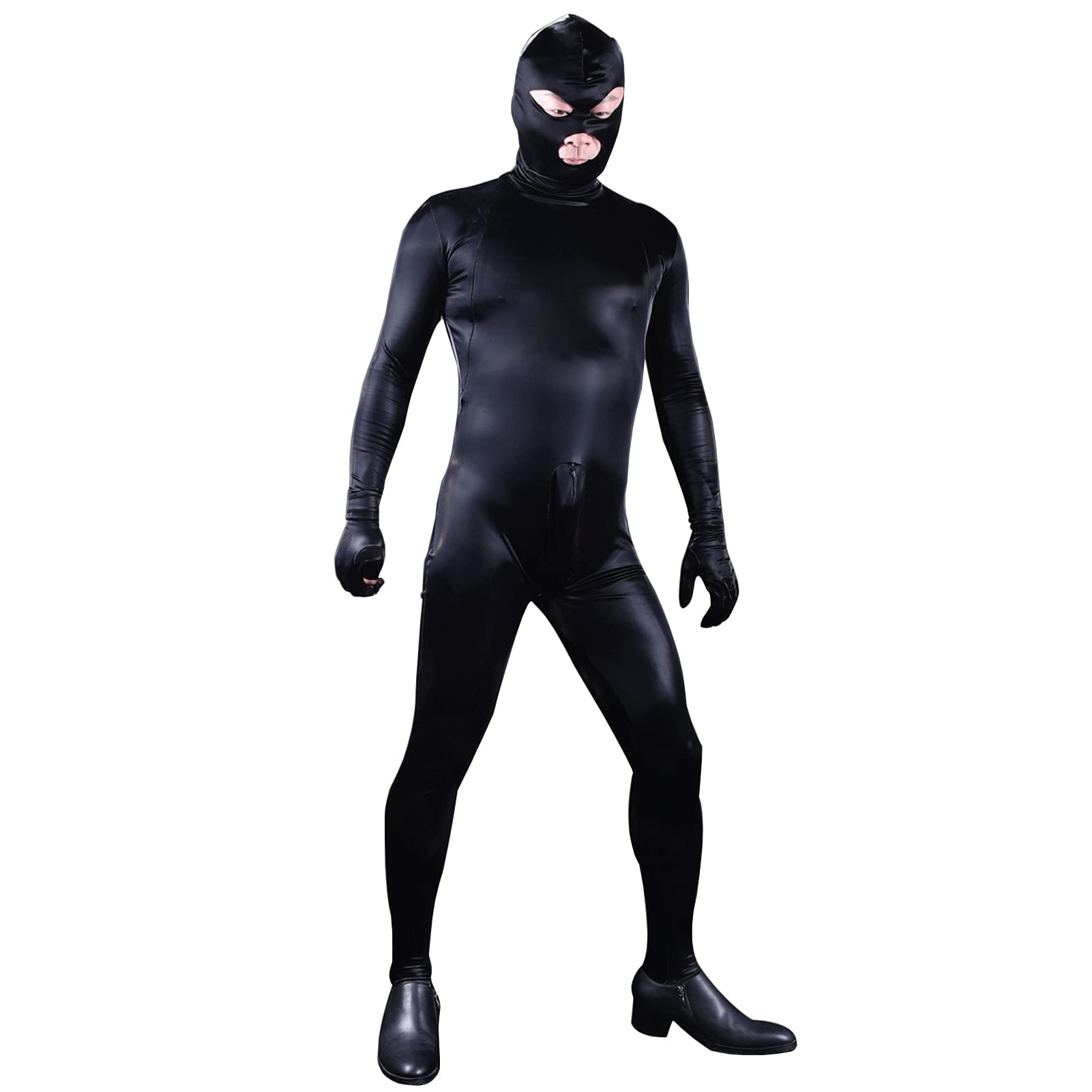 ラテックス製マスク一体型3カ所Pポケ付全身スーツ★男XS★キャットスーツ Amazon | BEFASY メンズ 長袖 光沢 キャットスーツ セクシー