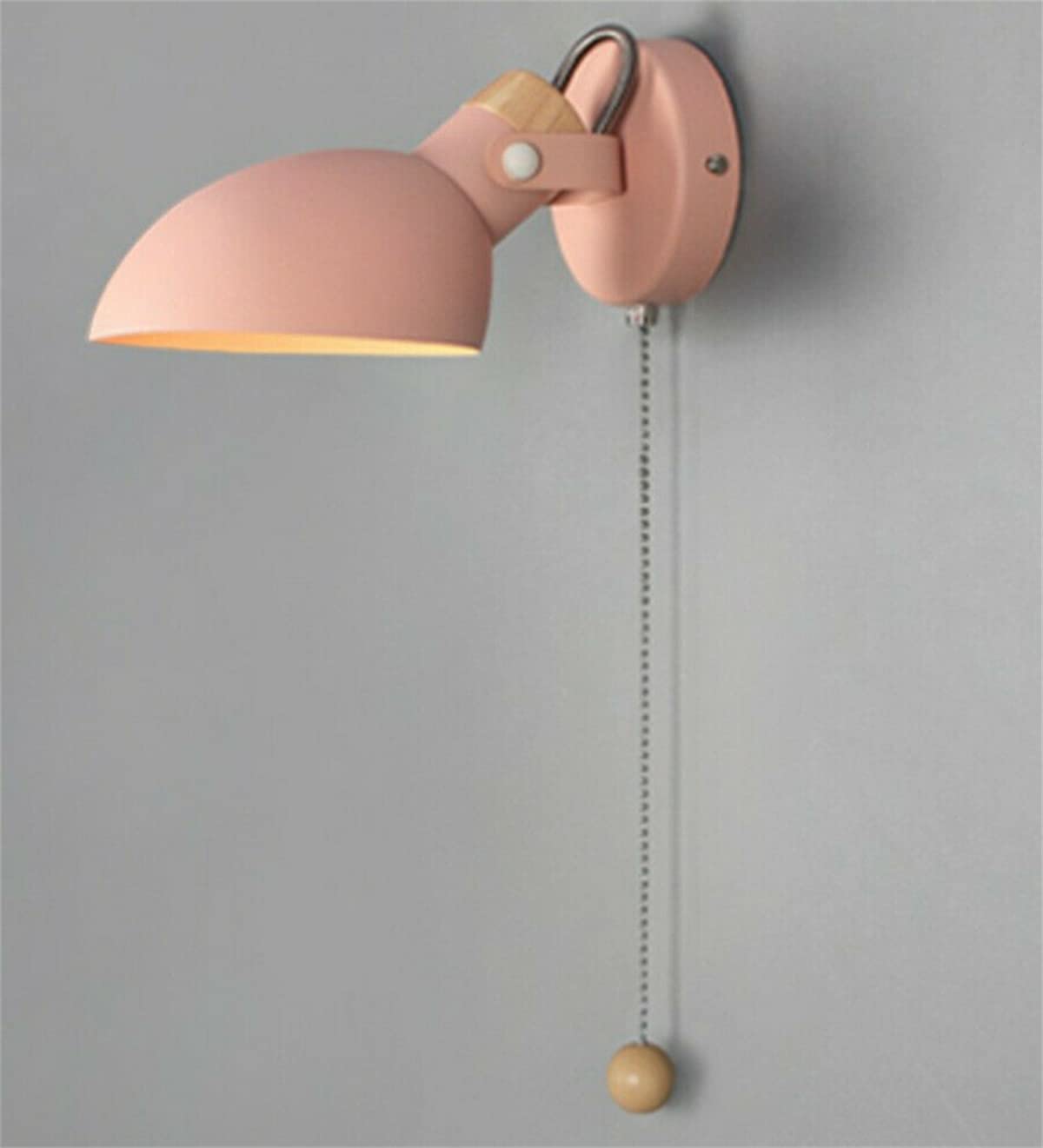 Lampa ścienna retro – metalowy kinkiet natynkowy z linką łańcuchową i włącznikiem/wyłącznikiem do korytarza, sypialni, oświetlenia salonu