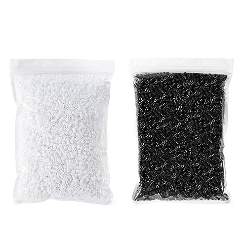 Tcthbc Fuse Beads - Cuentas blancas y negras, paquete de 2500 cuentas fusibles negras y 2500 cuentas fusibles blancas, cuentas Perler compatibles con Hama, paquete de 2