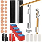 34 Pack Pool Cue Repair Kit Include 2 Pool Cue Tip Clamp 20 Billiard Cue Tips 2 Billiards Shaper 4 C