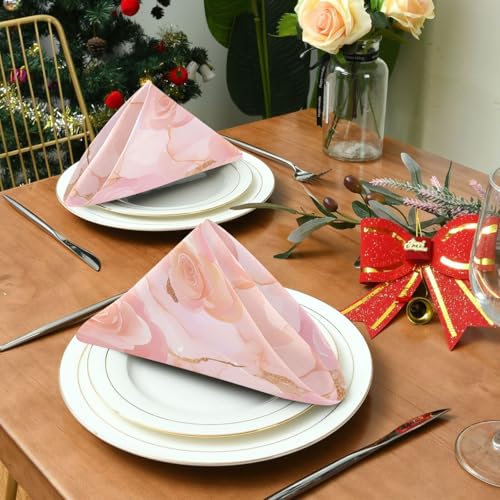 Servilletas de tela reutilizables Rose Gold set de 6 20x20 in miniatura 3