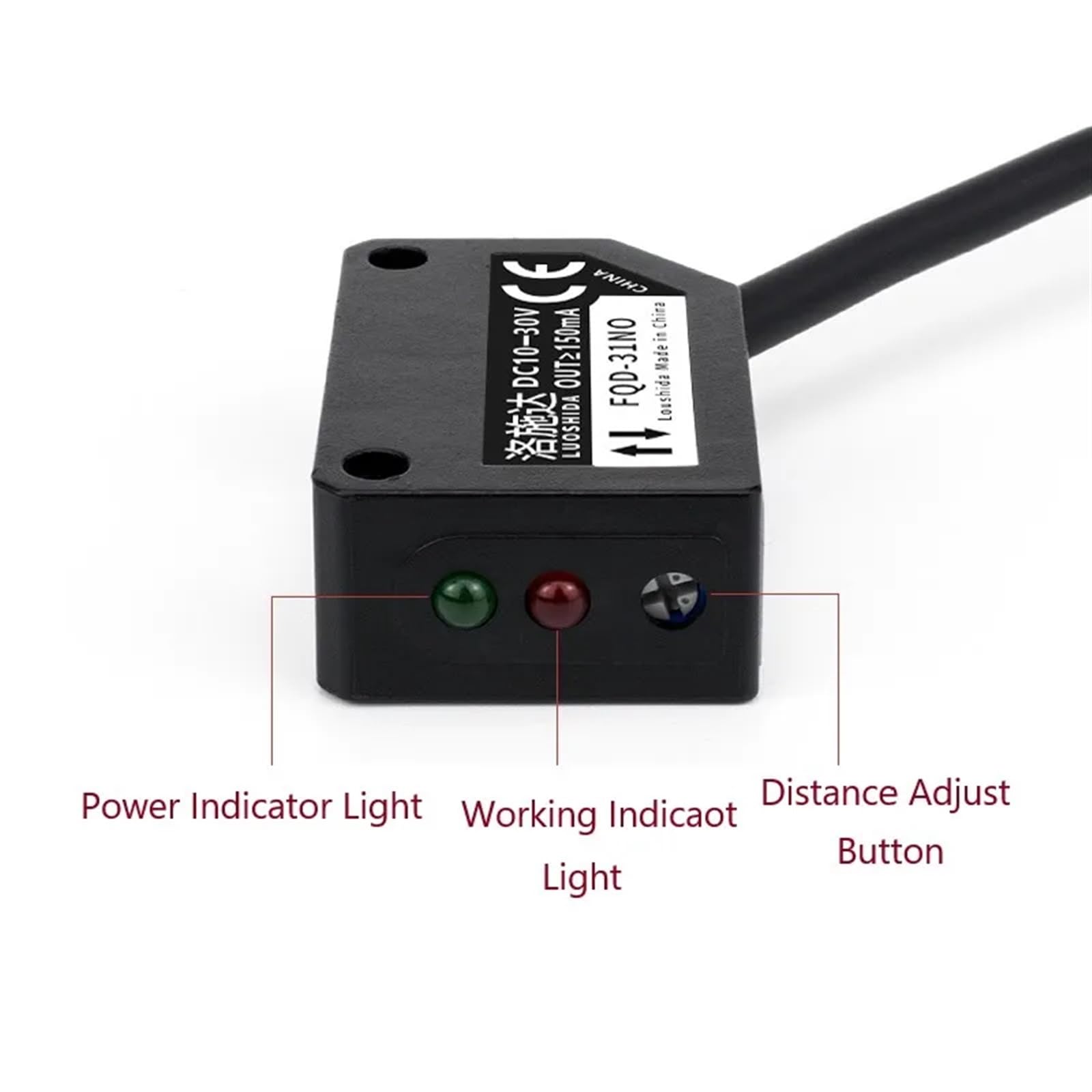 Interruttore del sensore fotoelettrico ottico-elettrico a riflessione diffusa infrarosso quadrato invisibile NPN PNP NO NC 100mm 200mm 300mm(100mm PNP NC)