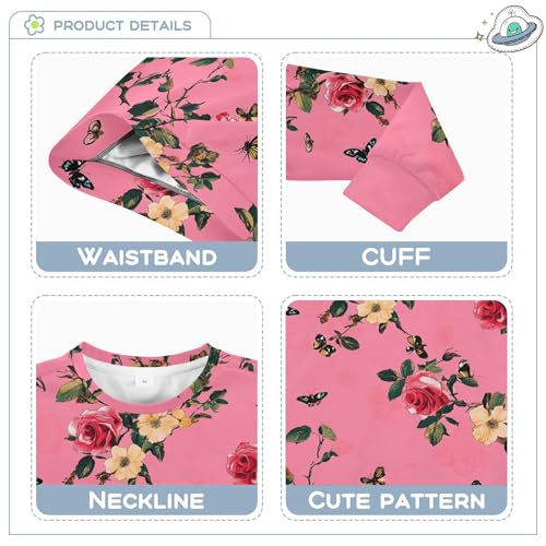 JUNZAN Aesthetic Rose Hot Pink Kids Girls Pullover Hoodie Fleece Kids Pullover Hoodie Party 4T3