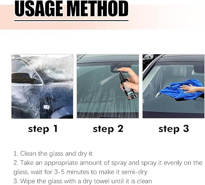 Image of VISIONEX Car Glass Anti Fog Hydrophobic Coating Spray |Rainproof, Streak-Free Automotive Cleaner | Multipurpose Windshield Cleaning Liquid 2