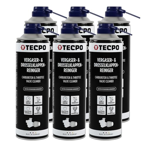TECPO Limpiador de carburadores y válvulas de mariposa, 6 x 500 ml, disolvente AGR, limpiador de válvulas de carburador, inyectores, limpiador de boquillas